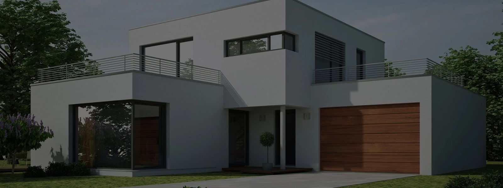 Hero Bild Desktop – Maklerteam vor Immobilie